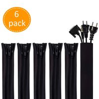 6PCS Neoprene Zip Up Cable Sleeves Cord Organizer Wire Cover with Zipper, Cable Wrap, Cord Sleeves for TV, Computer, Office, Home Entertainment