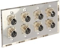 Seismic Audio SA-PLATE1 Stainless Steel Wall Plate with 4 Gang with 8 XLR Female Connectors