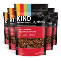 KIND Healthy Grains Clusters, Dark Chocolate Granola, Gluten Free, 10g Protein, 11 Ounce Bags, 6 Count