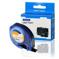 SuperInk 1 Pack Compatible DYMO LetraTag 18771 LT18771 Iron-On Fabric Label Black on White Tape Cassette (1/2 Inch x 6.5Feet 12mm x 2m) LetraTag XR QX50,LetraTag Plus LT100H LT100T Label Maker