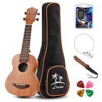 Donner Soprano Ukulele Mahogany DUS-1 21 inch with Ukulele Set Strap Nylon String Tuner