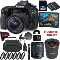 Canon EOS 80D DSLR Camera + 18-55mm Lens + Canon EF 17-40mm f/4L USM Lens + 128GB Memory Card International Version