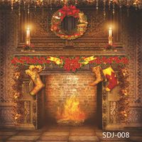 GoodsFederation 10x10ft Christmas Fireplace & Xmas Stocking Pictorial Cloth Vinyl Photography Backdrop Customized Photo Backdrops Background Studio Props SDJ-008