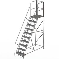 Tri-Arc RWSR110242-XR 10-Step Gateway Rear-Exit Steel Rolling Ladder with 30" Deep Top Platform, Grip Strut Tread with Handrails, 24" Wide Steps