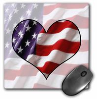 3dRose LLC 8 x 8 x 0.25 Inches American Flag Heart Mouse Pad (mp_12149_1)