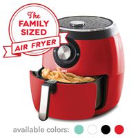 Dash DFAF455GBRD01 Deluxe Electric Air Fryer + Oven Cooker with Temperature Control, Non Stick Fry Basket, Recipe Guide + Auto Shut off Feature, 6qt, Red