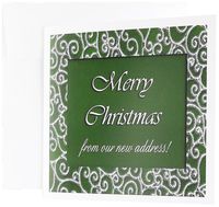 Merry Christmas from our new address, Green Silver - Greeting Cards, 6 x 6 inches, set of 12 (gc_34238_2)