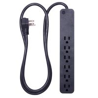 GE Power Strip Surge Protector, 6 Outlets, Fast Charge, Flat Plug, Long Power Cord, 4ft, Wall Mount, Black, 37051 (Renewed)