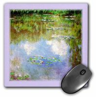 3dRose LLC 8 x 8 x 0.25 Inches Mouse Pad, Monet's Water Lilys with Violet Border (mp_45041_1)
