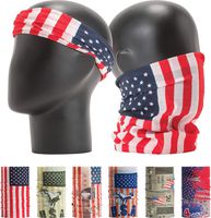 LEEVO Pattern Bold Headwear Scarf Boho Headband Wrap Shield Neck Gaiter Bandana (Free Size (18.5" 9.25"), The Stars and Stripes No.1, 6pcs Total)
