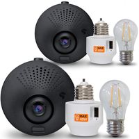 Toucan Outdoor Security Camera, Waterproof HD Home Security Cameras Powered by Porch Light Fixture, Smart Socket, Turns Light Smart, 2 Hours Playback, No Hard Wiring, 2.4Ghz WiFi (2 Pack)