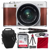 Fujifilm X-A5 Mirrorless Digital Camera (Brown) with 15-45mm Lens Bundled with SLR Case, Memory Card, Mini Tripod, and Other Accessories