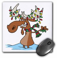 3dRose Funny Silly Christmas Moose Cartoon Mouse Pad (mp_104122_1)
