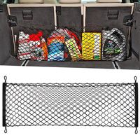 9 MOON Adjustable Elastic Heavy Duty Cargo Net - Universal Stretchable Truck Net with Hooks | Organizer, Storage, Mesh, Nylon, Bungee | for Car, SUV, Truck, Black