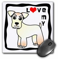 3dRose LLC 8 x 8 x 0.25 Inches Mouse Pad, I Love My Miniature Schnauzer Dog Wheaten Red Heart (mp_40898_1)