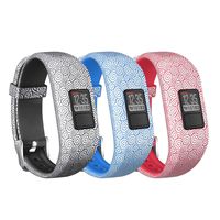 SKYLET Compatible with Garmin Vivofit 3 Vivofit JR JR.2 Bands, Pattern Soft Silicone Replacement Bands Compatible with Garmin vivofit JR JR.2 Bands Buckle Women Men Kids (Black Blue Red, Small)