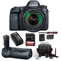 Canon EOS 6D Mark II DSLR Camera with 24-105mm f/3.5-5.6 Lens + Canon BG-E21 Battery Grip 64GB SD Card SLR Bag & Battery with Charger Advanced Travel Kit