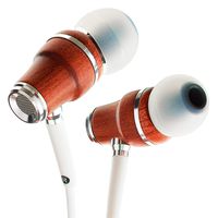 Symphonized NRG X Bubinga Premium Genuine Wood Earbuds, in-Ear Noise-Isolating Headphones, Earphones with Angle-Fit Ear Tips, in-line Microphone and Volume Control, Stereo Earphones (White)