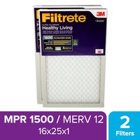 Filtrete MPR 1500 16x25x1 AC Furnace Air Filter, Healthy Living Ultra Allergen, 2-Pack