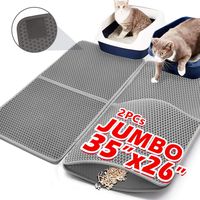 Upgraded Cat Litter Mats Extra Large 35"x26"(17.5"x26"x2Pcs),Cat Litter Mat Litter Trapping,Cat Mats for Litter Box,Kitty Litter Box Mat Double-Layer Waterproof PU Leather Edge (Can Be Spliced)