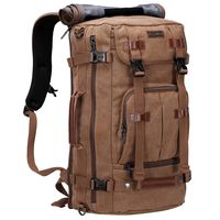 WITZMAN Canvas Backpack Vintage Travel Backpack Hiking Luggage Rucksack Laptop Bags (A519-1 Brown)