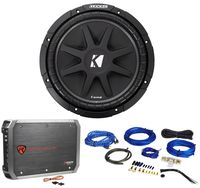 KICKER 43C124 Comp 12" 300 Watt SVC 4-Ohm Car Subwoofer Sub+Amplifier+Amp Kit