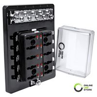 10 Way Blade Fuse Block with Ground Negative Bus bar for Automotive [ATC/ATO Blade Fuses] [100 Amp] [LED] [Protection Cover] [12V - 30V DC] Auto Marine Ground Terminal Fuse Box