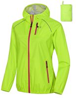 Little Donkey Andy Women's Waterproof Cycling Bike Jacket with Hood, Running Rain Jacket, Windbreaker, Ultralight Packable Yellow Size XL