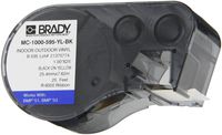Brady MC-1000-595-YL-BK Vinyl B-595 Black on Yellow Label Maker Cartridge, 25' Width x 1" Height, For BMP51/BMP53 Printers
