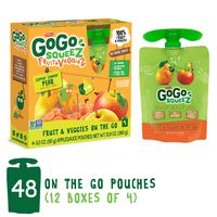 GoGo squeeZ Fruit & VeggieZ on the Go, Apple Pear Carrot, 3.2 Ounce (48 Pouches), Gluten Free, Vegan Friendly, Healthy Snacks, Unsweetened, Recloseable, BPA Free Pouches
