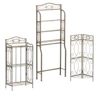 Southern Enterprises 3 Tier Reflections Bath Storage - Set of 3 pcs - Durable Metal Frame Construction