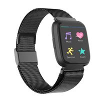 POY Compatible for Fitbit Versa Bands, Replacement for Stainless Steel Mesh Fitbit Versa Lite Bands Metal Strap with Strong Magnet Lock Wristbands for Women Men Graphite Large