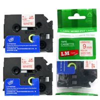 LM Tapes - 2/Pack Premium 3/8" Red Print on White Label (9mm 0.35 Laminated) Compatible with P-Touch TZe-222 Tape and Comes with Great Tape Color/Size Guide for Easy reordering.
