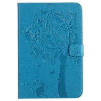 Amocase Wallet Case with 2 in 1 Stylus for iPad Mini 4,Slim Cartoon Cute 3D Butterfly Tree Cat Print Magnetic Soft TPU Stand Pu Leather Case - Blue
