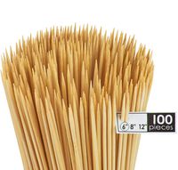DecorRack Natural Bamboo Skewer Sticks, Natural Wooden Barbecue Kabob Skewers, Best for Grill, BBQ, Kebab, Marshmallow Roasting or Fruit Sticks, 6 inch (Pack of 100)