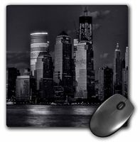 3dRose LLC 8 x 8 x 0.25 Inches Mouse Pad, Black White Skyline of Hudson River and NY at Night (mp_100227_1)