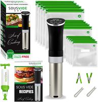 Sous Vide Cooker Immersion Circulator - Sous Vide Kit ALL-IN-ONE - Sous Vide Machine - Sous Vide Starter Kit - Sous Vide Pod 1000W 120V, 15 Sous Vide Vacuum Bags, Pump, Clips, FREE Cookbook