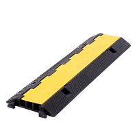 FCOME 1 Pack Rubber Cable Ramp Hose Cable Protector Ramp 3 Channel 22000Lbs Load Capacity Traffic Speed Bump Wires Power Lines Extension Cord Cover for Indoor Outdoor