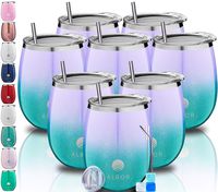 ALBOR Triple Insulated Wine Tumbler with Lid Stainless Steel 12 Oz Tumbler Gradient (8 Pack)