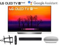 LG OLED55E8PUA 4K HDR Smart OLED TV w/AI ThinQ w/ SK1 Soundbar w/Google Mini Smart Speaker w/Flat Wall Mount and HDMI Cable - LG Authorized Dealer
