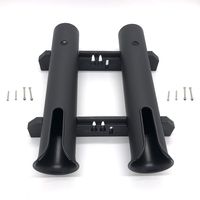 Wall Mounted Fishing Rod Holders Tubes Links Fishing Rod Holder Rack Rests (2-Pole-Black)