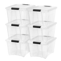 IRIS USA, Inc. TB-28 Stack & Pull Box, 31.75 Quart, Clear, 6 Pack