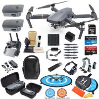 DJI Mavic Pro Drone Quadcopter Fly More Combo with 3 Batteries, 4K Professional Camera Gimbal Bundle Kit with Must Have Accessories (Certified Refurbished)