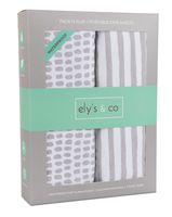 Waterproof Pack N Play/Mini Portable Crib Sheet with Mattress Pad Cover Protection I Taupe Stripes and Splash by Ely's & Co.