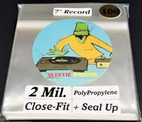 100 2mil Close Fit + Seal Up Outer Sleeves for 7" 45rpm Vinyl Records 7 3/8" 7.375 Seven Inch 45s Clear Plastic (+1 Free dj Magnet)