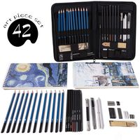 Professional Art Set 42 PCS Drawing and Sketching Set- Drawing, Sketching and Charcoal Pencils. 2 x 50 Page Drawing Pad!Kneaded Eraser Included. Art Kit for Kids, Teens and Adults