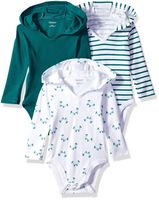 Hanes Ultimate Baby Flexy 3 Pack Hoodie Bodysuits, Greens, 6-12 Months
