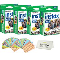 Fujifilm INSTAX Wide Instant Film 80 Pack - 80 Sheets - (White) for Fujifilm Instax Wide Cameras + Frame Stickers and Microfiber Cloth Accessories