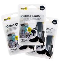 Wrap-It Storage Cable Clams - Assorted 30-Pack, Black - Hook and Loop Cable Holder Cord Management Cable Clips Organizers for Holding Cords and Wire in Place