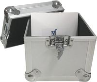 CheckOutStore (1) Aluminum Heavy Duty 7" 45 RPM Vinyl Record Album Storage Box (Silver/Holds 100 Records)